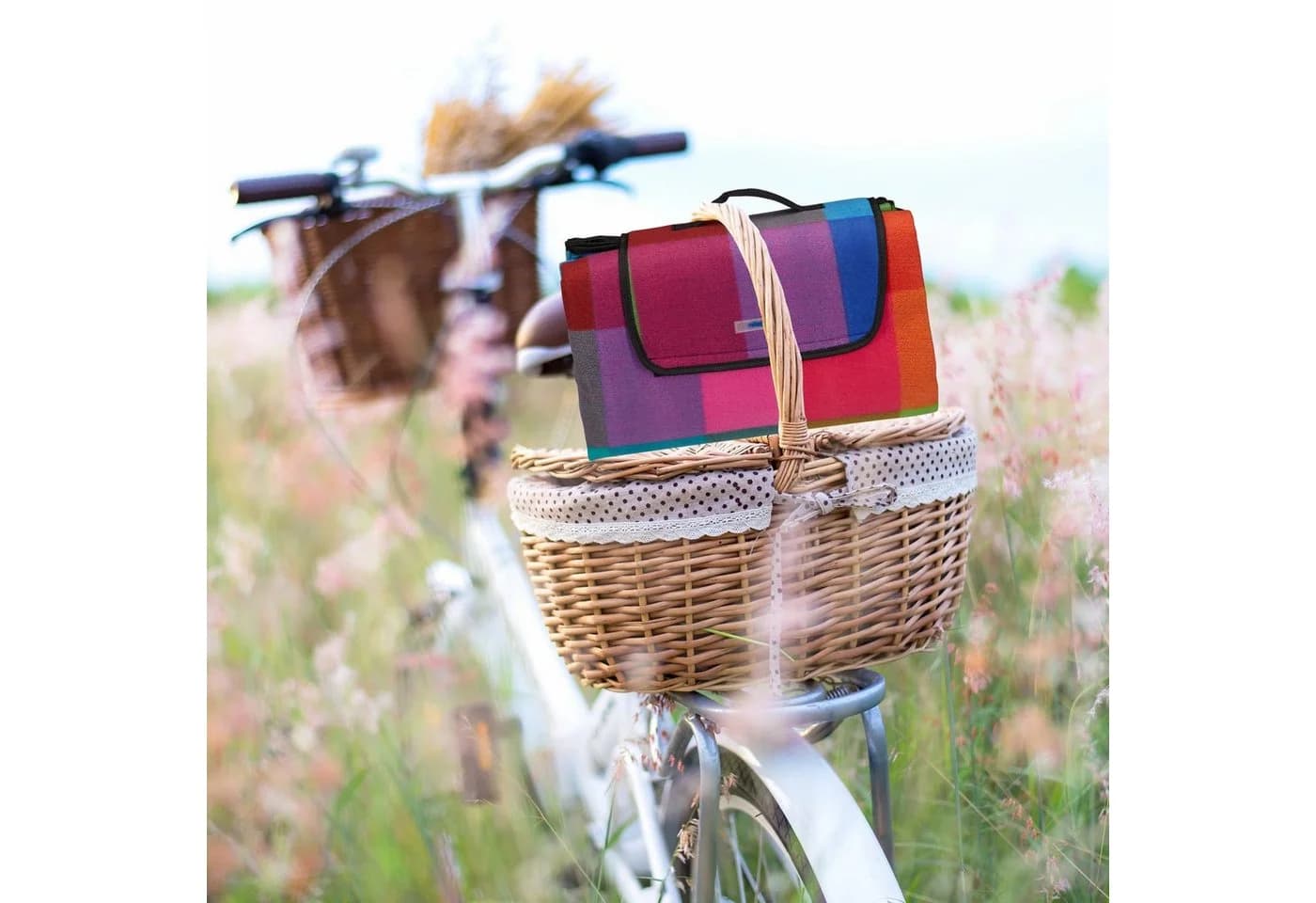 relaxdays Picknickdecke bunt kariert Fleece Outdoor 200x200 cm