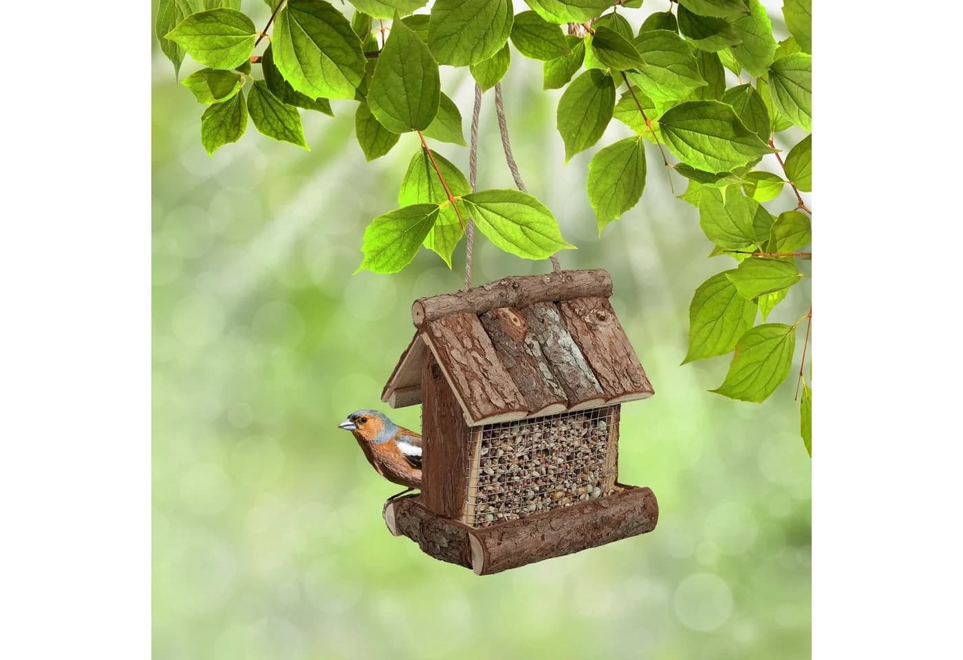 relaxdays Vogelhaus Vogelfutterhaus Rinde Natur