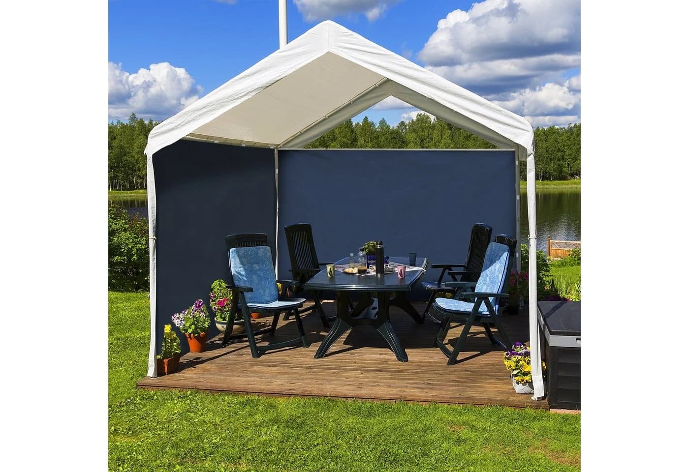 relaxdays Pavillon Seitenwände 2er Set Dunkelblau