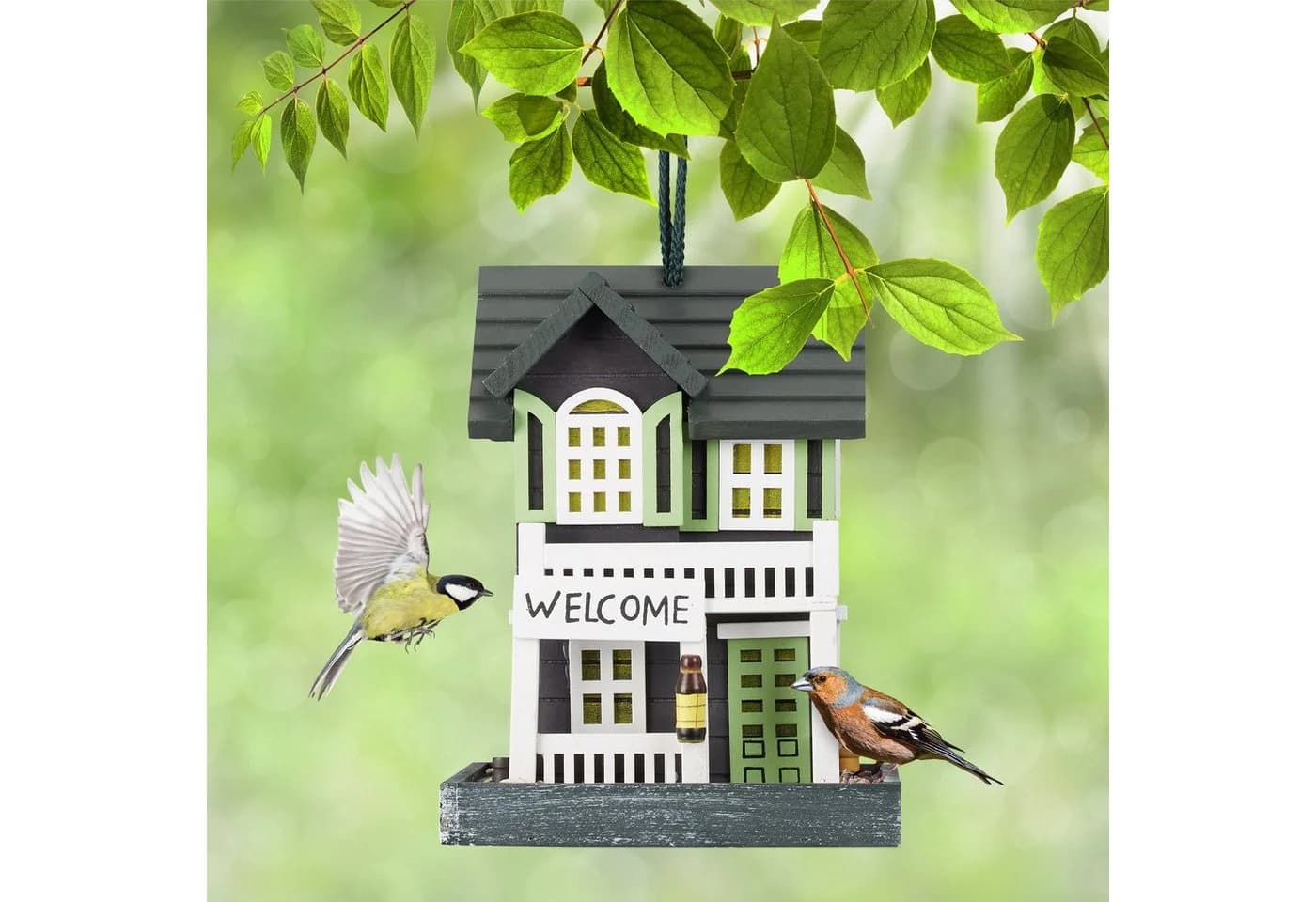 relaxdays Vogelfutterhaus zum Aufhängen Bunt Skandinavisches Design