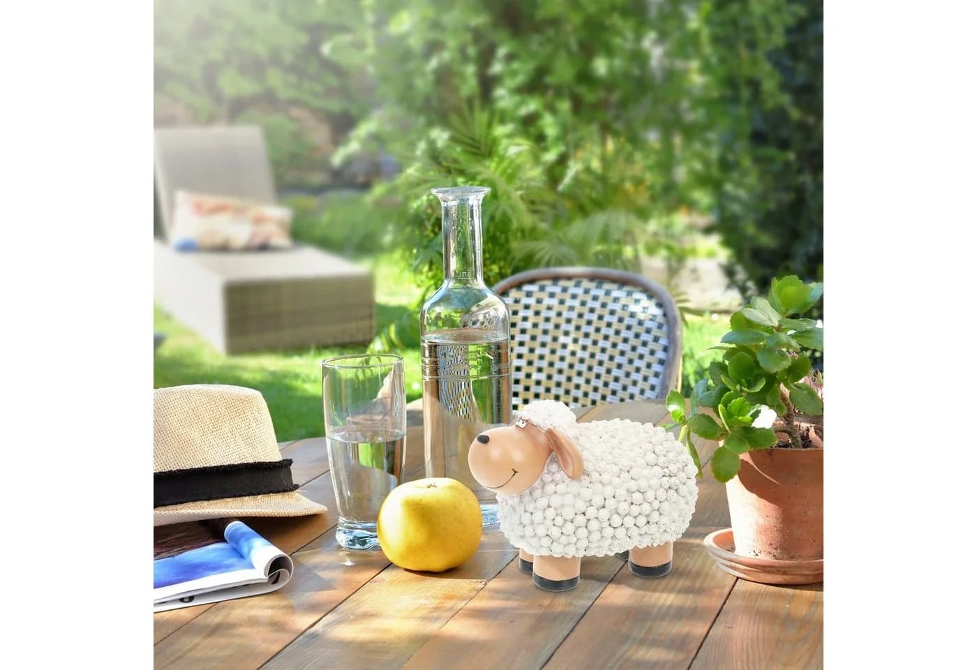 relaxdays Gartenfigur Schaf Weiß/Beige
