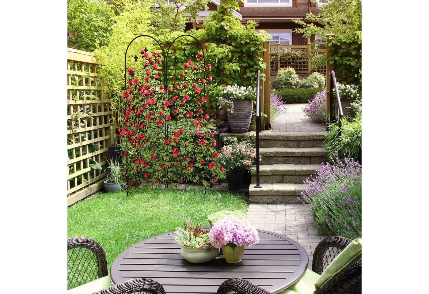 relaxdays Rankgitter 2er Set Schwarz Eisen Garten