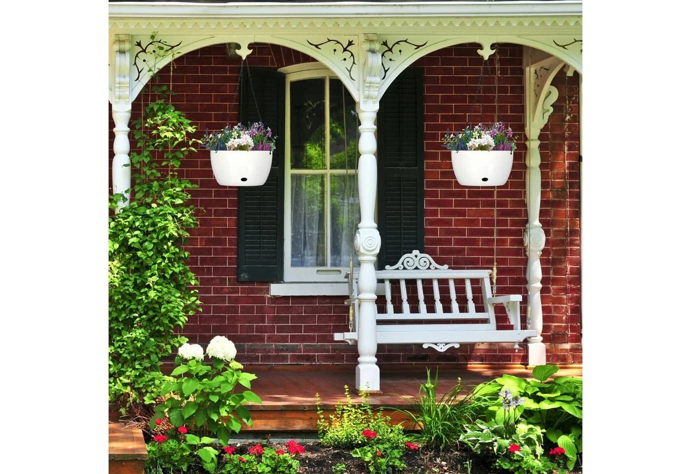 relaxdays Blumenampel 2er Set XL mit Wasserspeicher