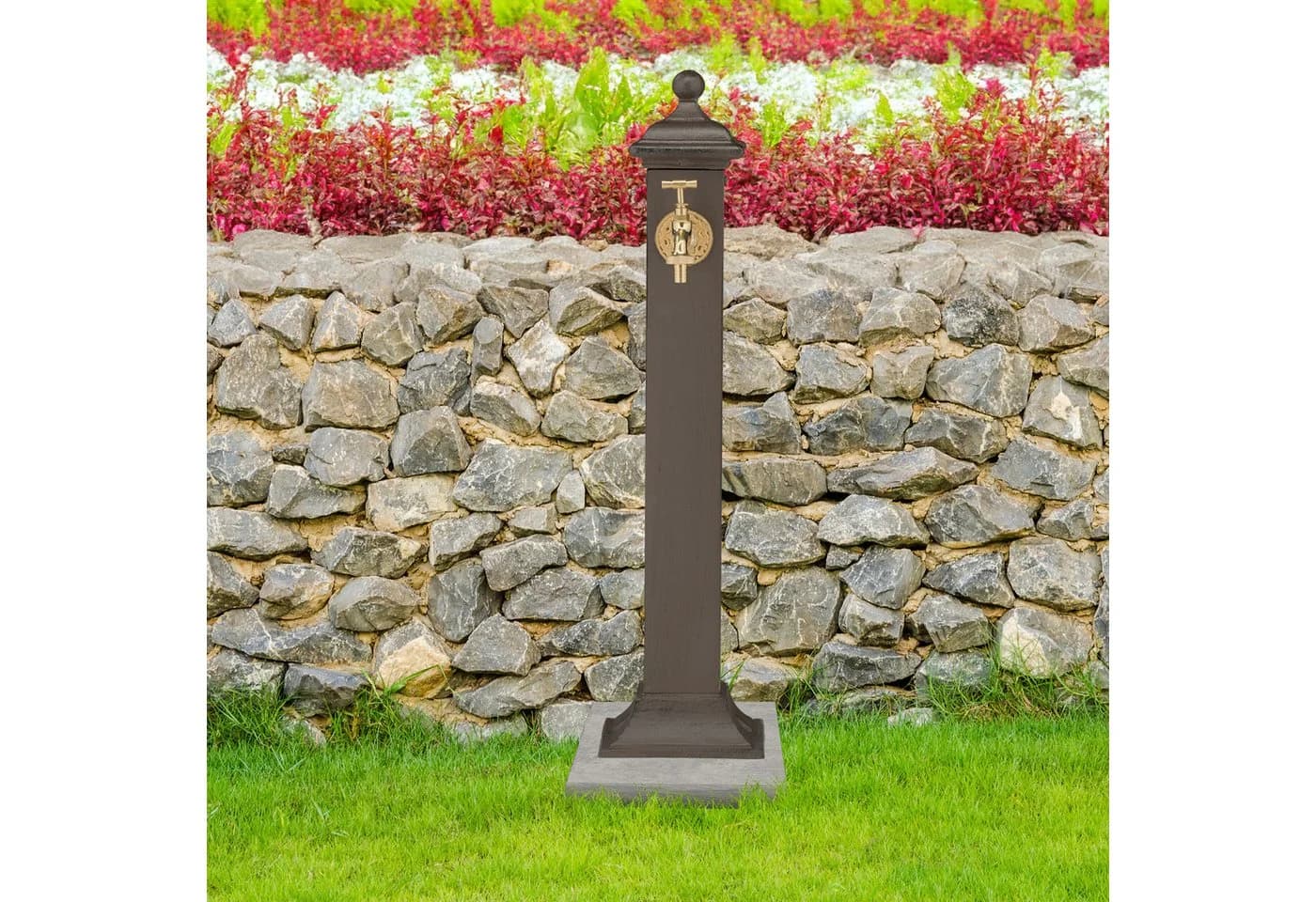 RELAXDAYS Gartenbrunnen Standbrunnen Antik Dunkelbraun/Gold