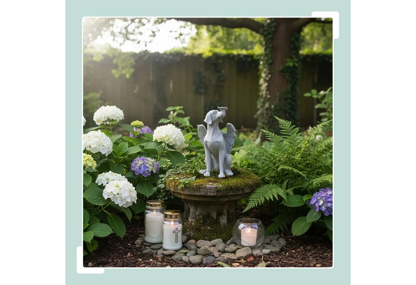 RELAXDAYS Gartenfigur Grabschmuck für Hunde Engel Grau Polyresin