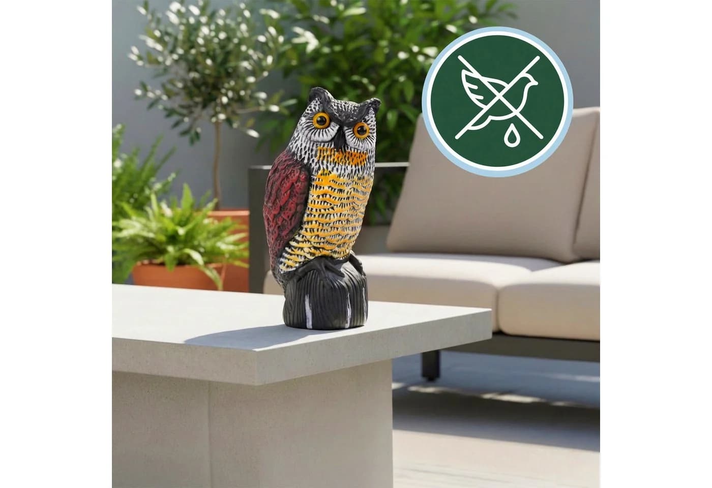 RELAXDAYS Vogelattrappe Eule 40 cm Schwarz/Rot/Gelb
