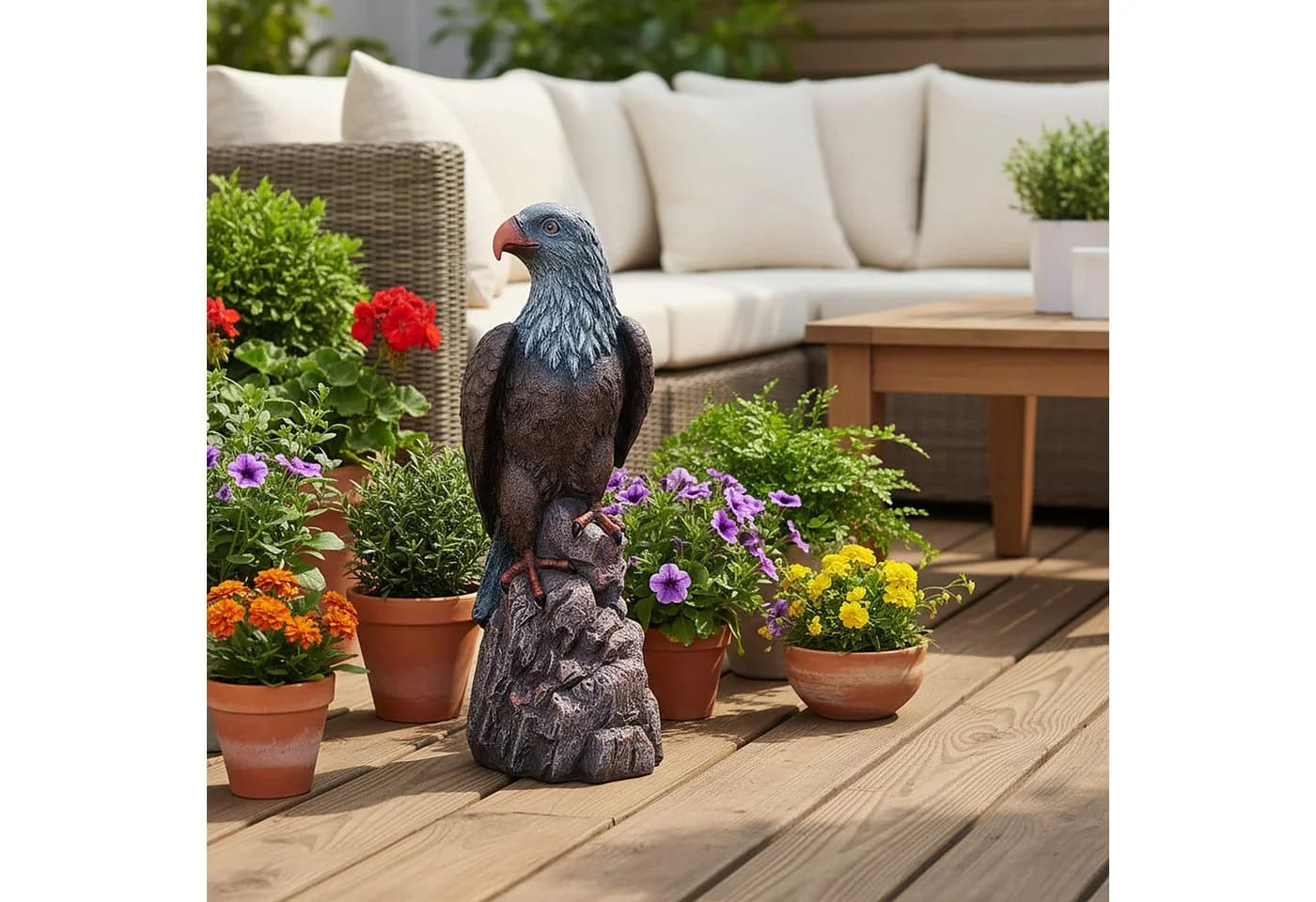 relaxdays Gartenfigur Adler Polyresin Deko