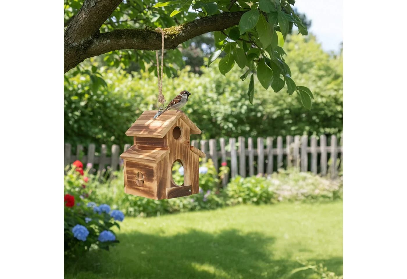 relaxdays Vogelhaus zum Aufhängen Braun Kiefernholz