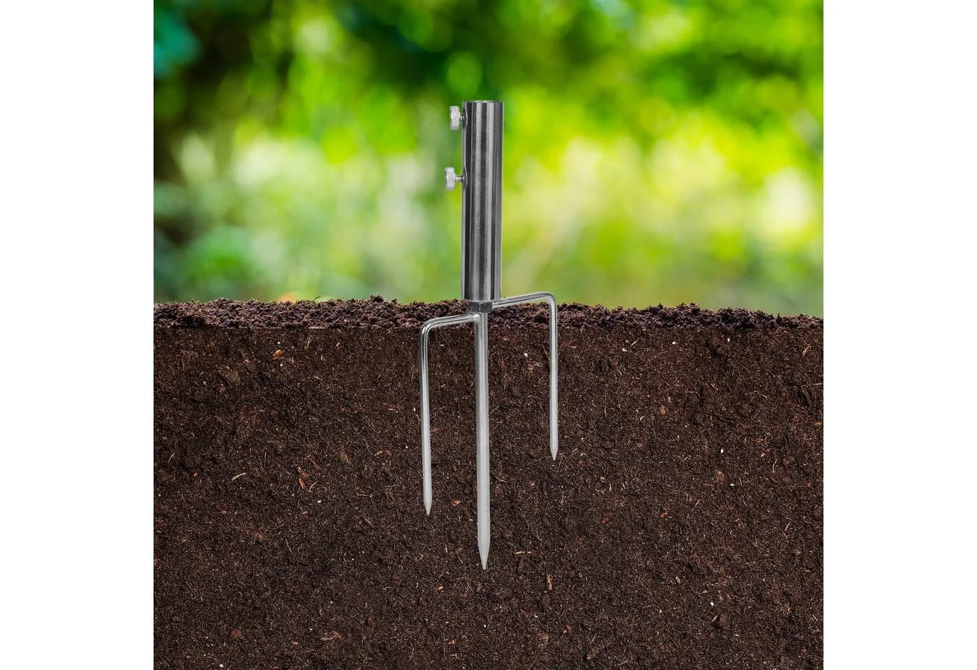 RELAXDAYS Bodendübel Rasendorn für Sonnenschirm Edelstahl Silber