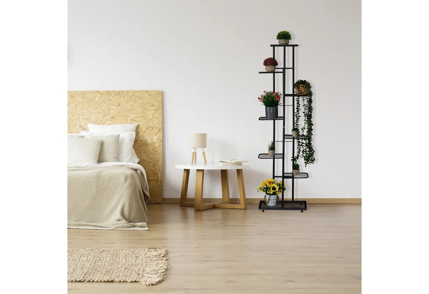 relaxdays Pflanzentreppe Blumenregal Metall 8 Ablagen Schwarz