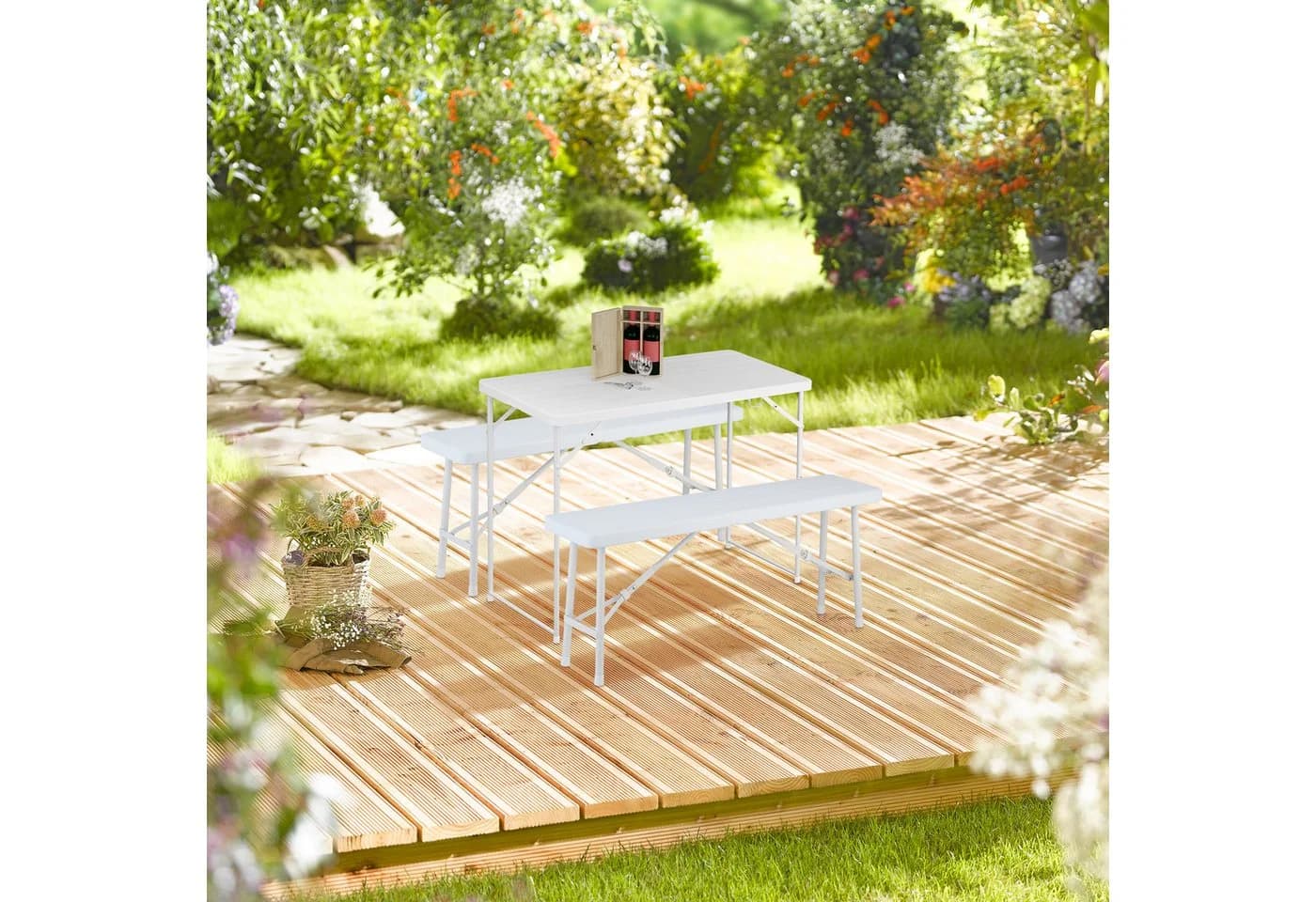 relaxdays Gartentisch klappbar höhenverstellbar schwarz