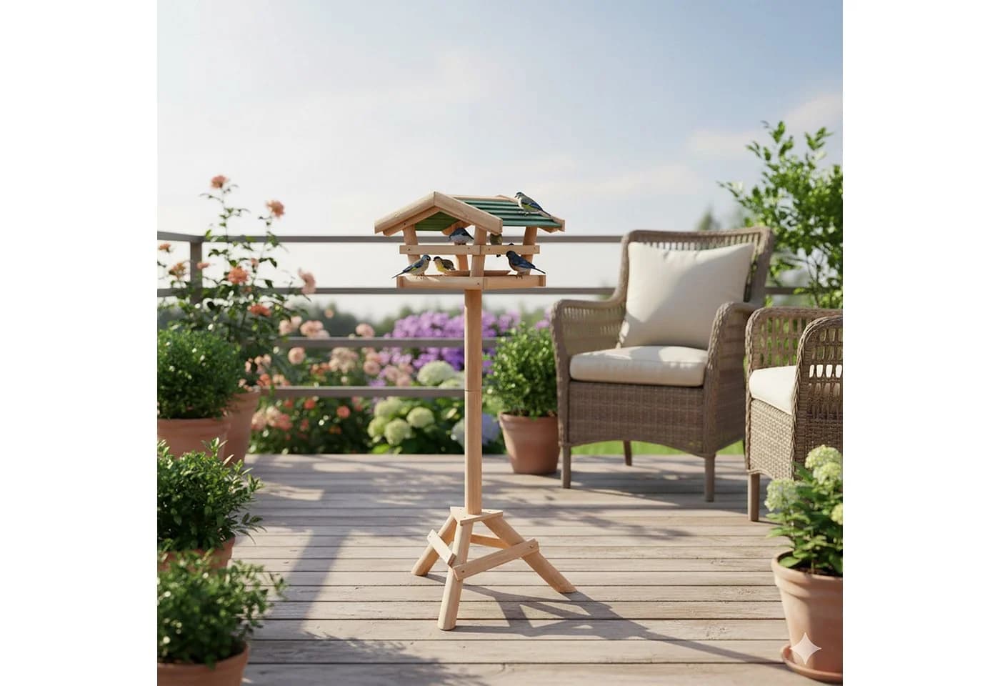 relaxdays Vogelhaus mit Ständer aus Tannenholz Grün/Braun
