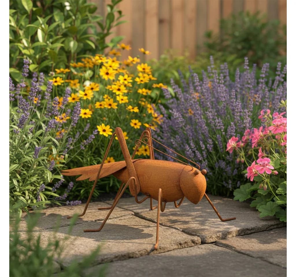Posiwio Gartenfigur Heuschrecke Rost Metall Dekoration
