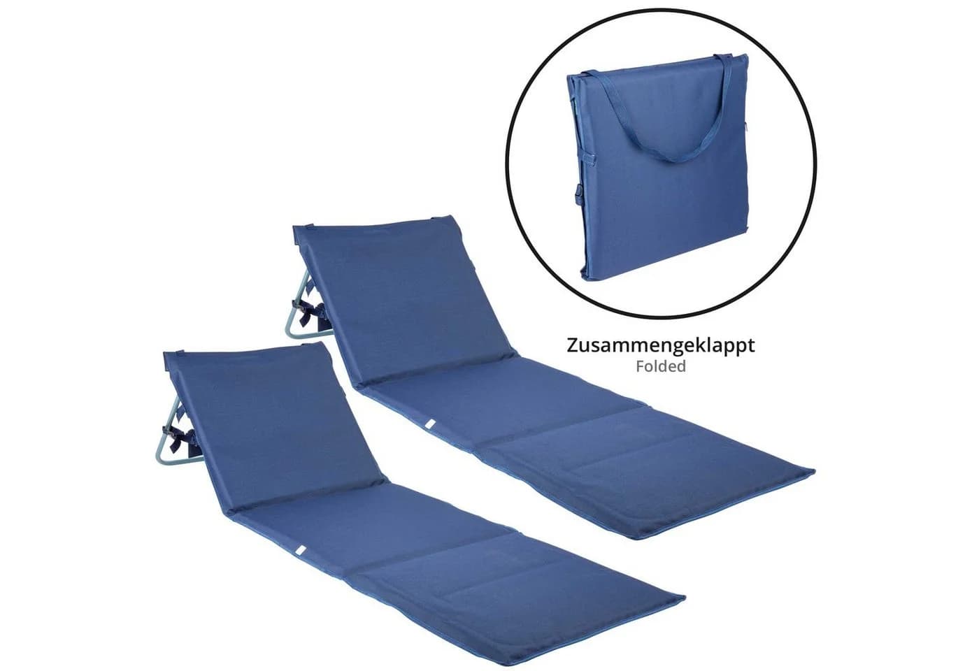 ONVAYA Isomatte Strandmatte mit Rückenlehne Blau 2-tlg.
