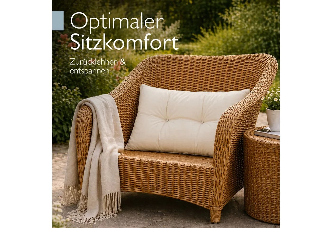 Beautissu Loungekissen XLuna Natur 10cm Dick Polyester
