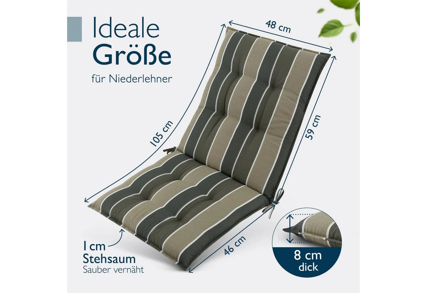 Beautissu Sitzauflage Niedriglehner Grün-Gestreift Premium