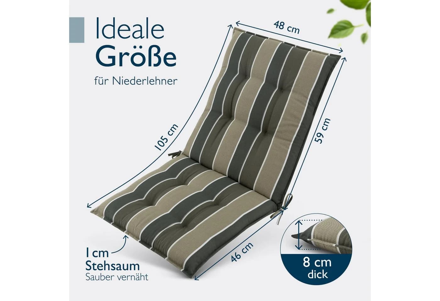 Beautissu Sitzauflage 2er Set Niedriglehner Grün UV-beständig