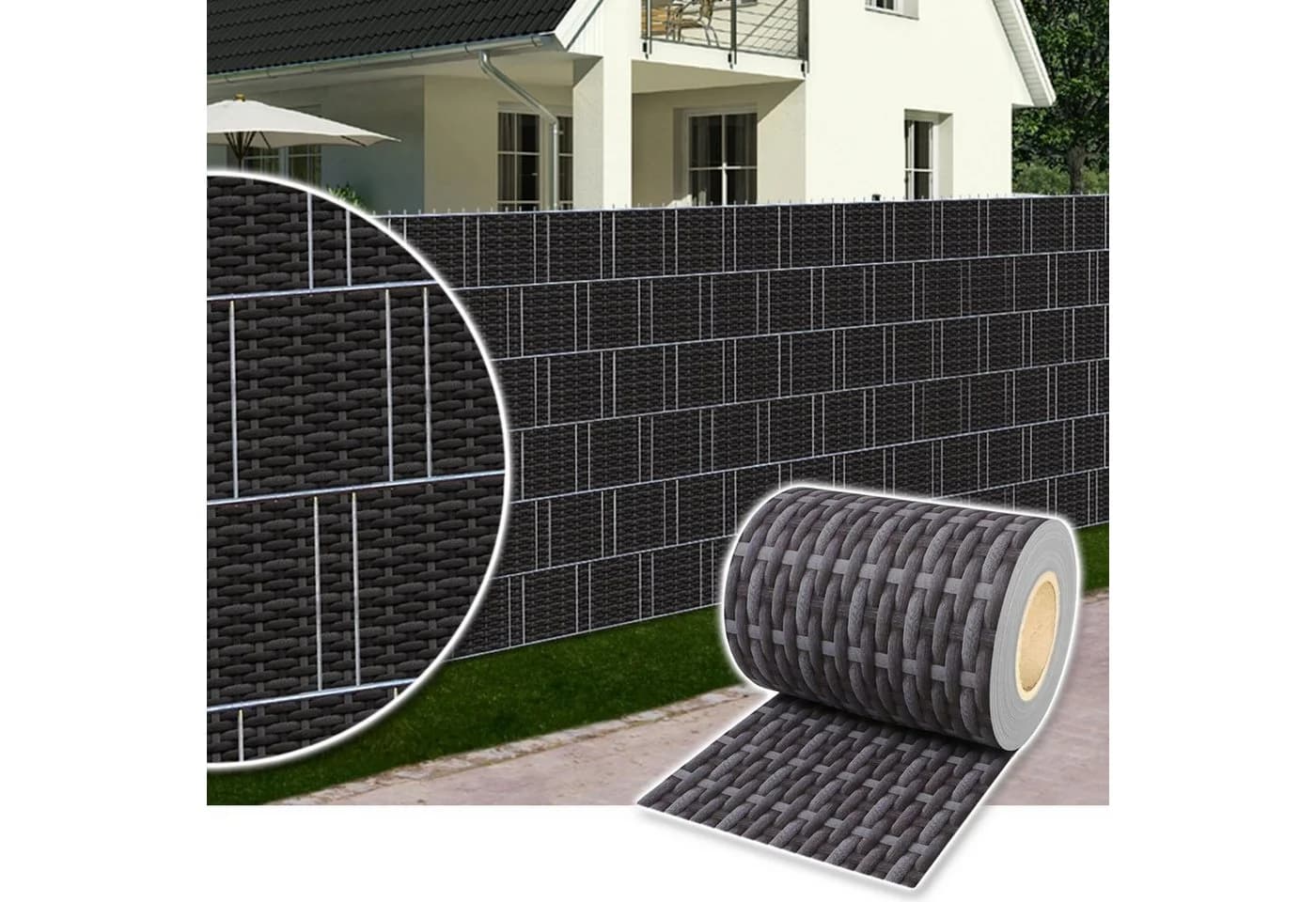 Plantifflex Sichtschutzfolie 35m PVC blickdicht Rattan-Anthrazit