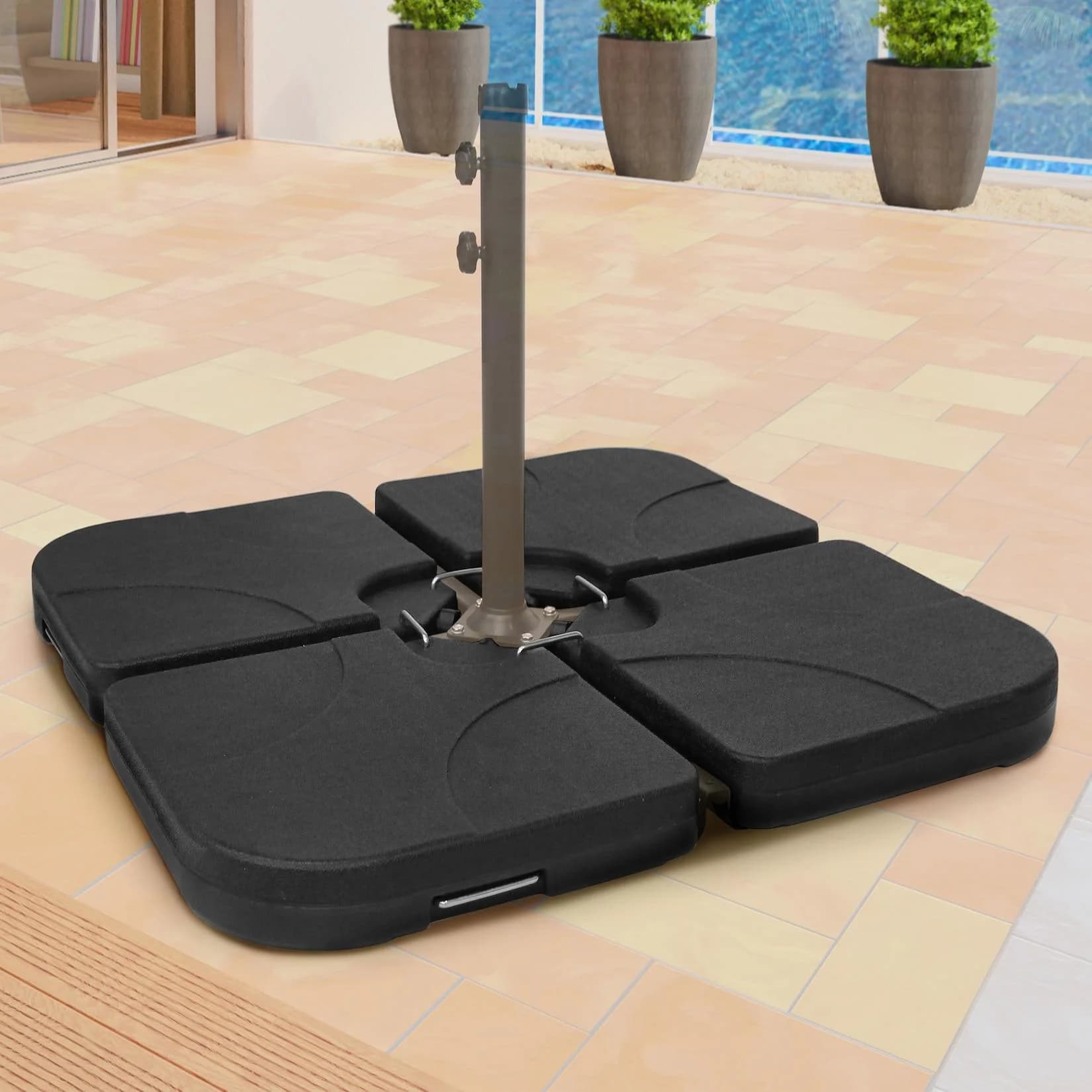 Swing&Harmonie Schirmständer-Platte 4-tlg. HDPE Kunststoff befüllbar bis 130 kg