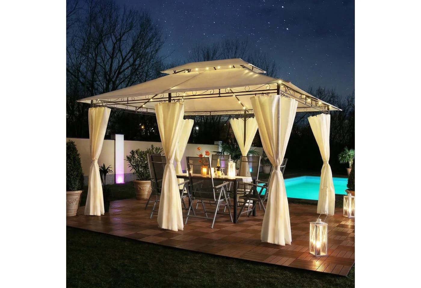 Swing&Harmonie Pavillon LED 3x4m Minzo Beige Solar