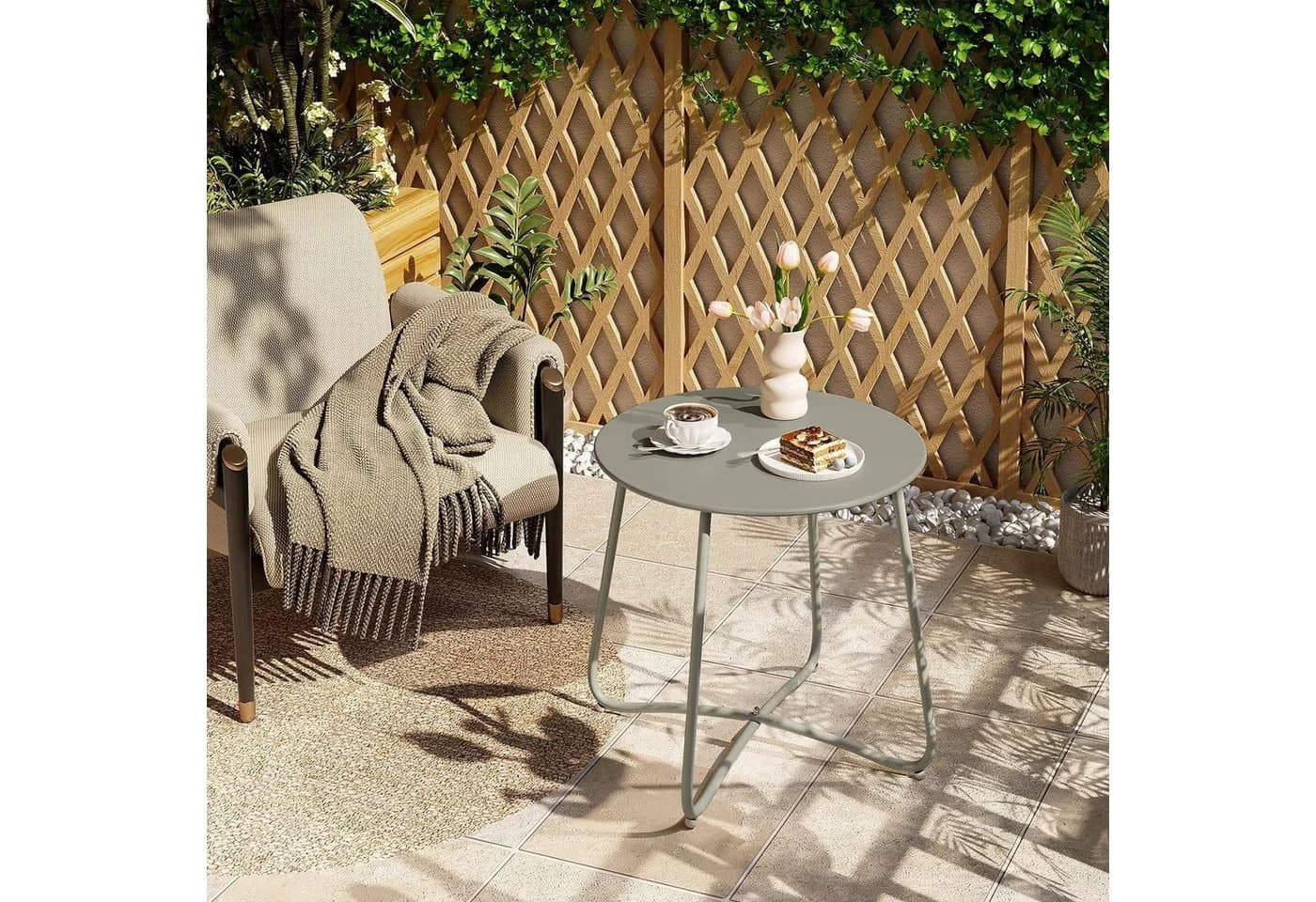 EUGAD Balkontisch rund Metall 45 cm