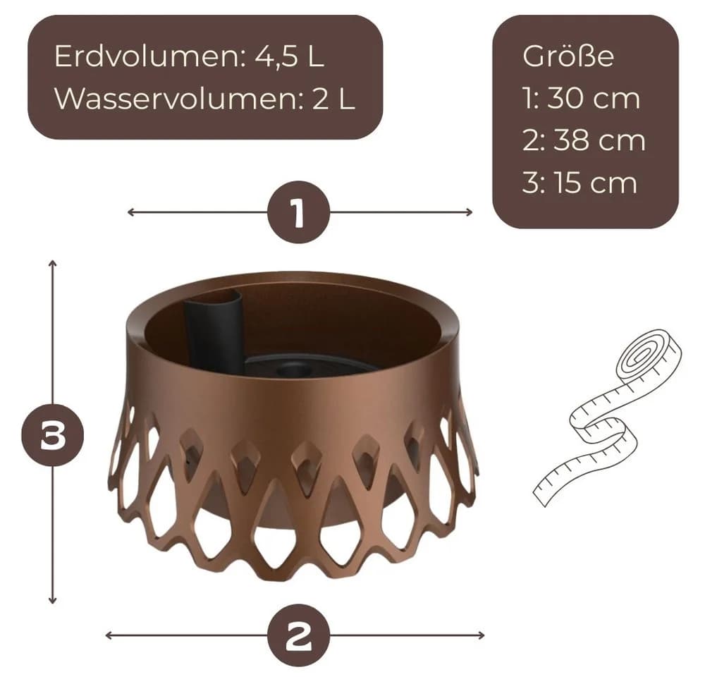 GarPet Grabschale mit Selbstbewässerung Anthrazit/Bronze