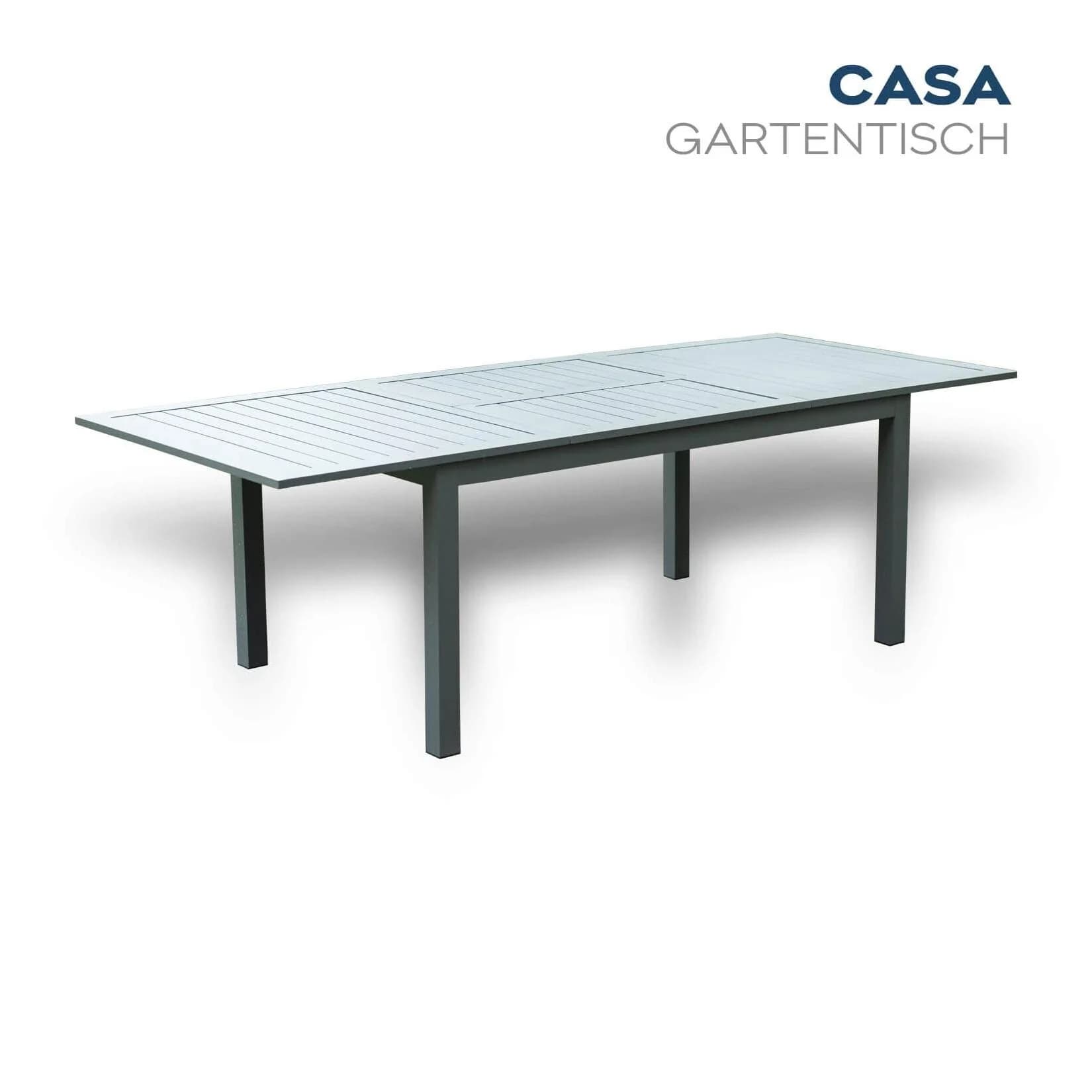 HOME DELUXE Gartentisch CASA Schnell Ausziehbar Aluminium Grau
