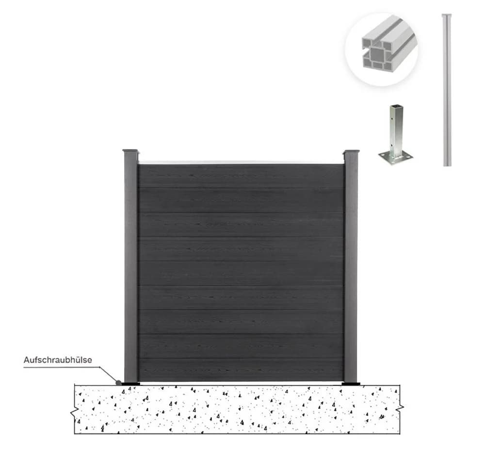 HOME DELUXE Aufschraubhülse CALMAR Edelstahl 3er Set für WPC Zaun