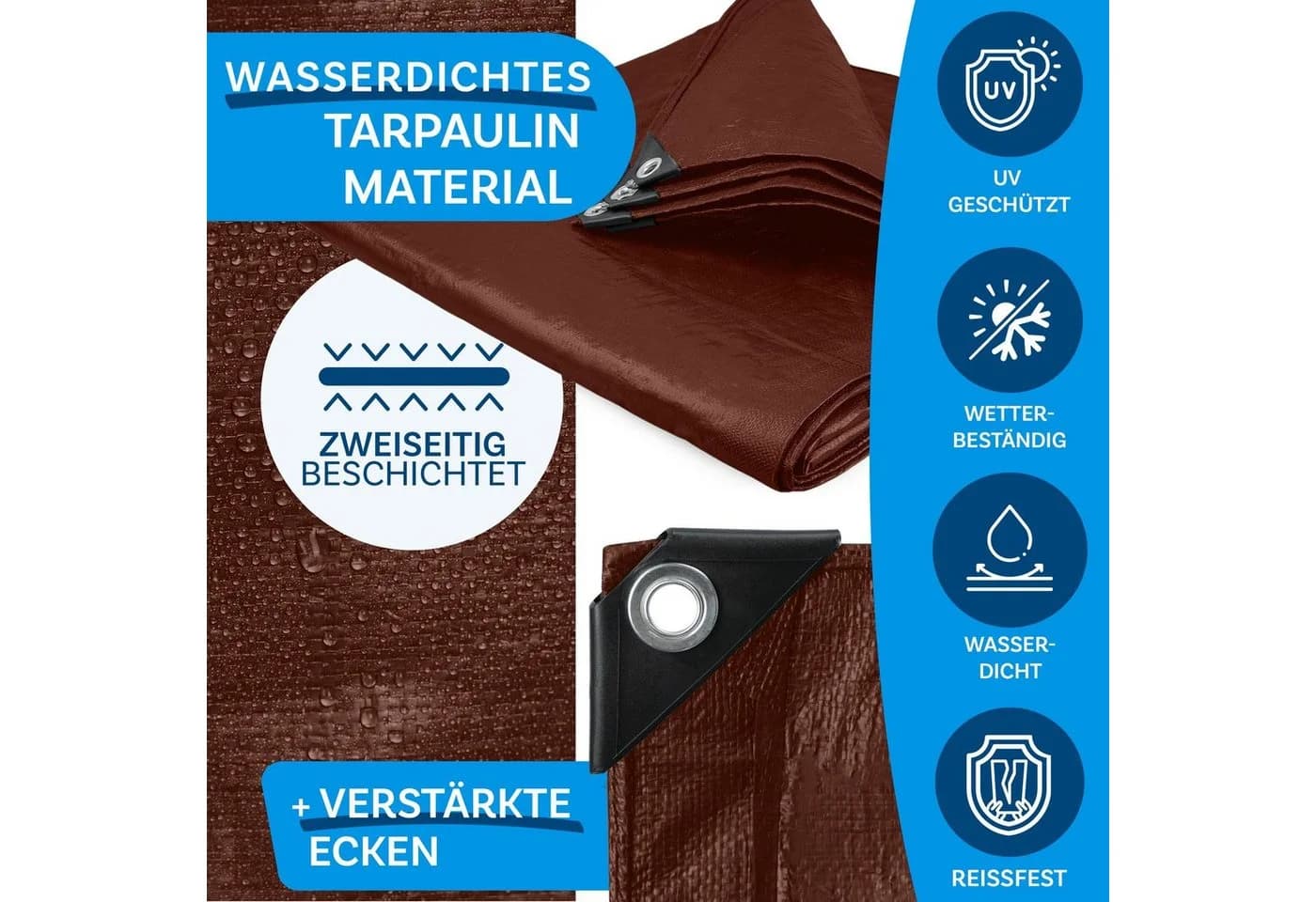 casa pura Schutzplane extra reißfest 140 g/m² Wasserdicht & Reißfest Braun