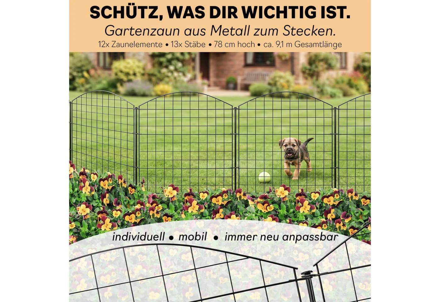 V2Aox Teichzaun 18 Zaunelemente 78 cm