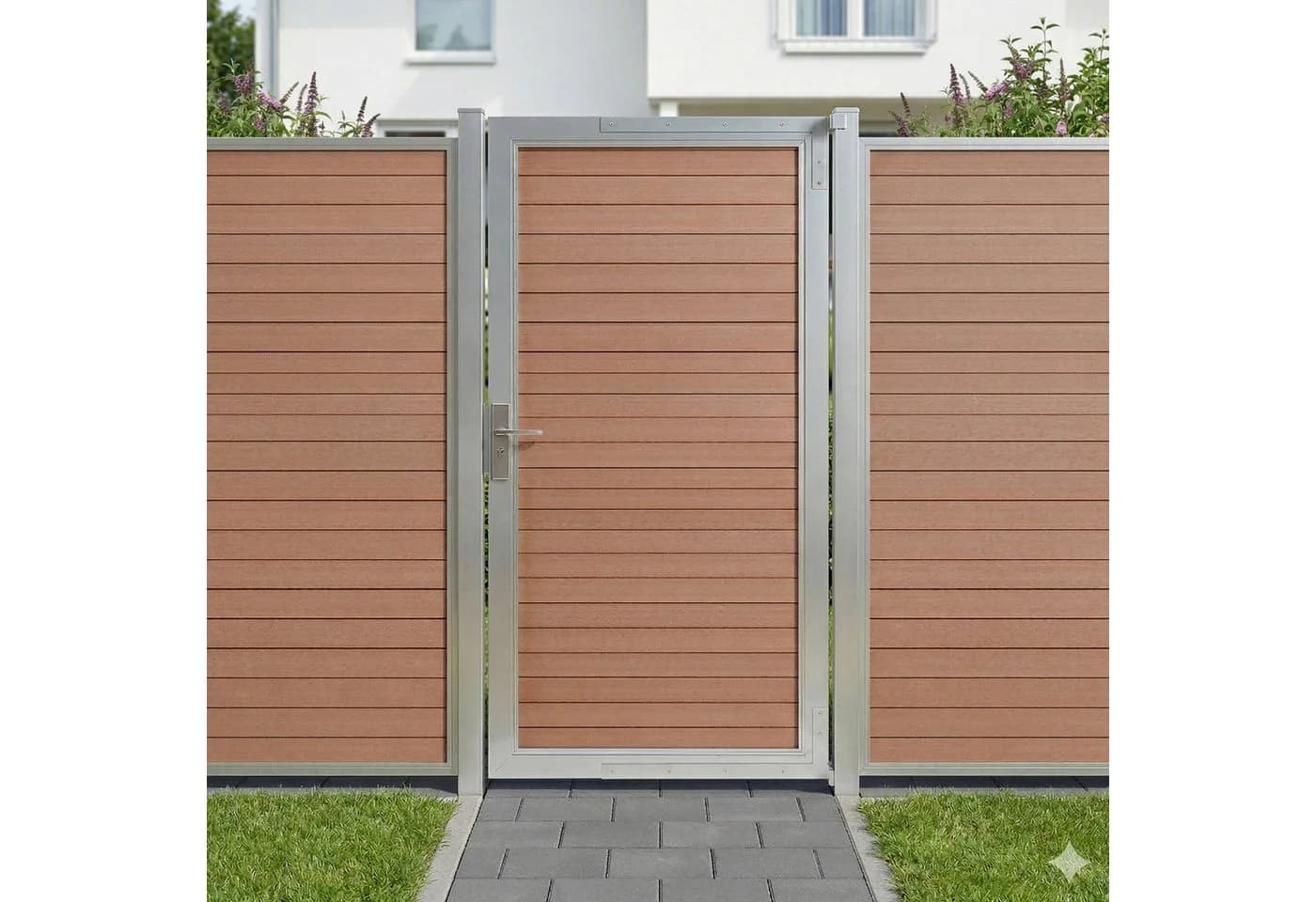 neu.holz Gartentor Segovia WPC Braun Aluminium