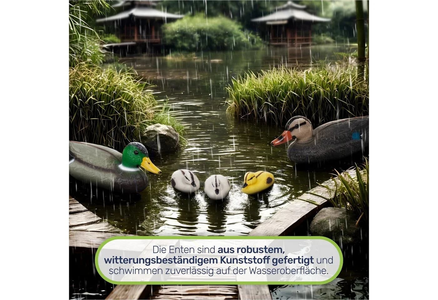 Gravidus Schwimmenten-Set 5-teilig Bunt Kunststoff Teichdeko