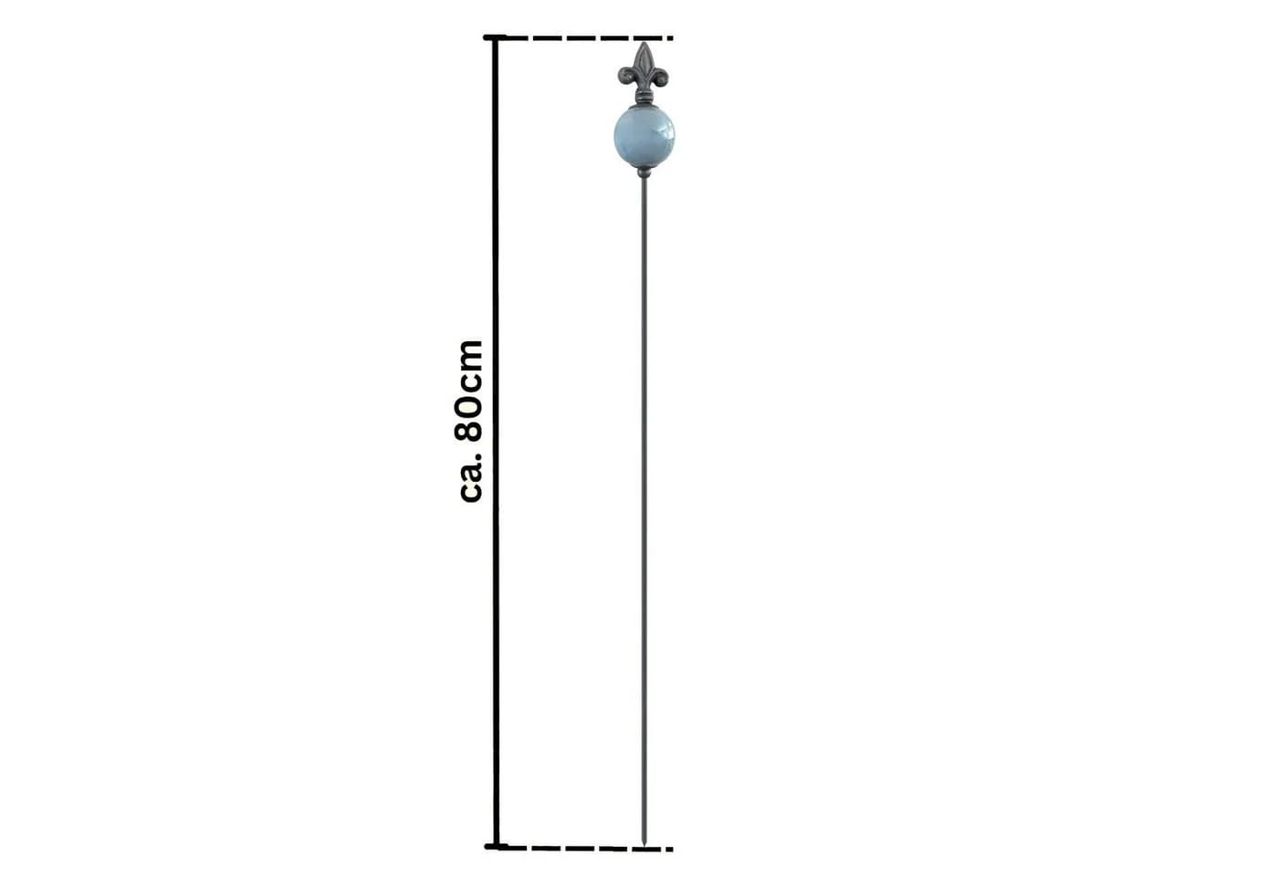 naninoa Gartenstecker Metall französische Lilie grau 80cm