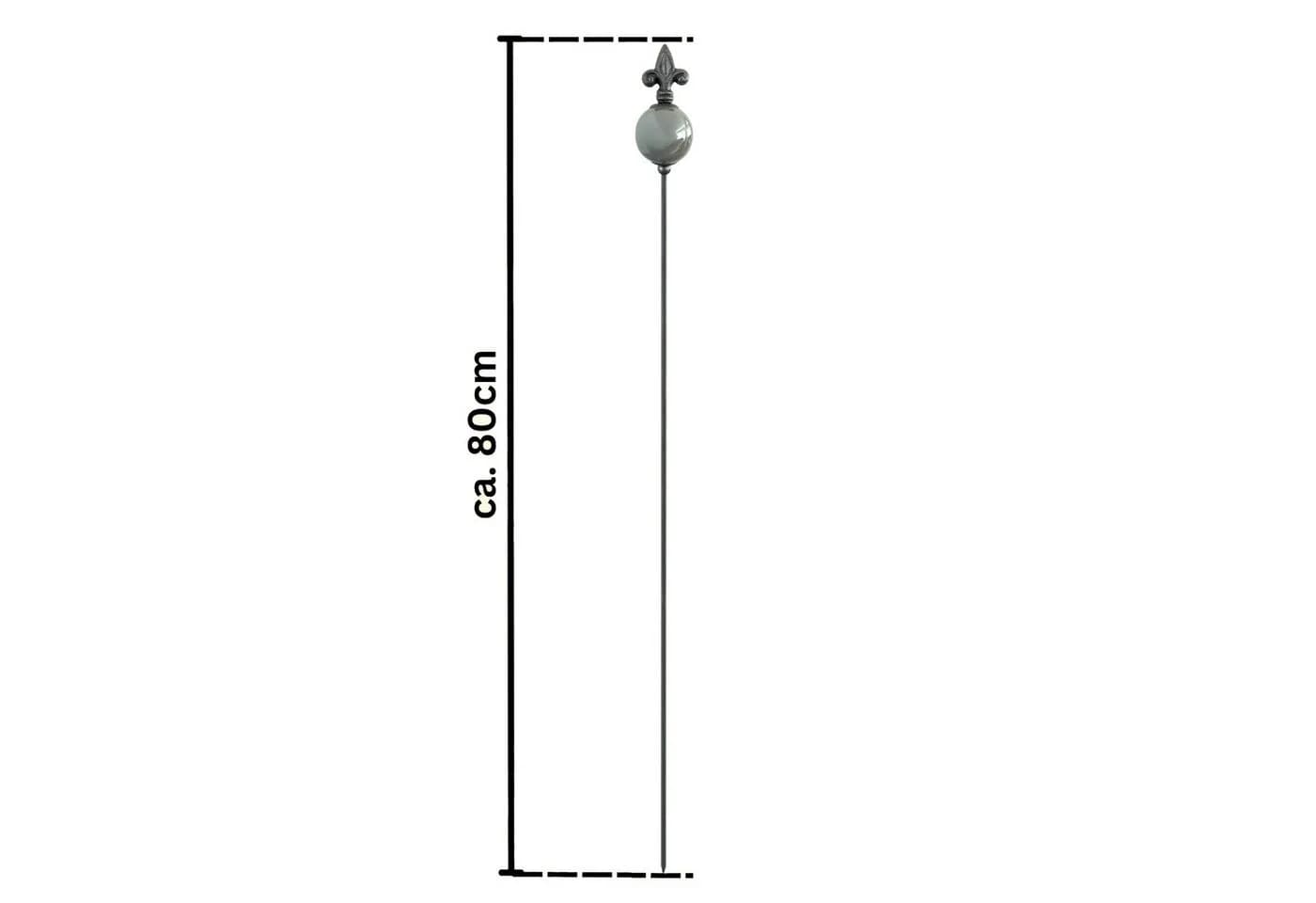 naninoa Gartenstecker Metall Grau Französische Lilie 80cm