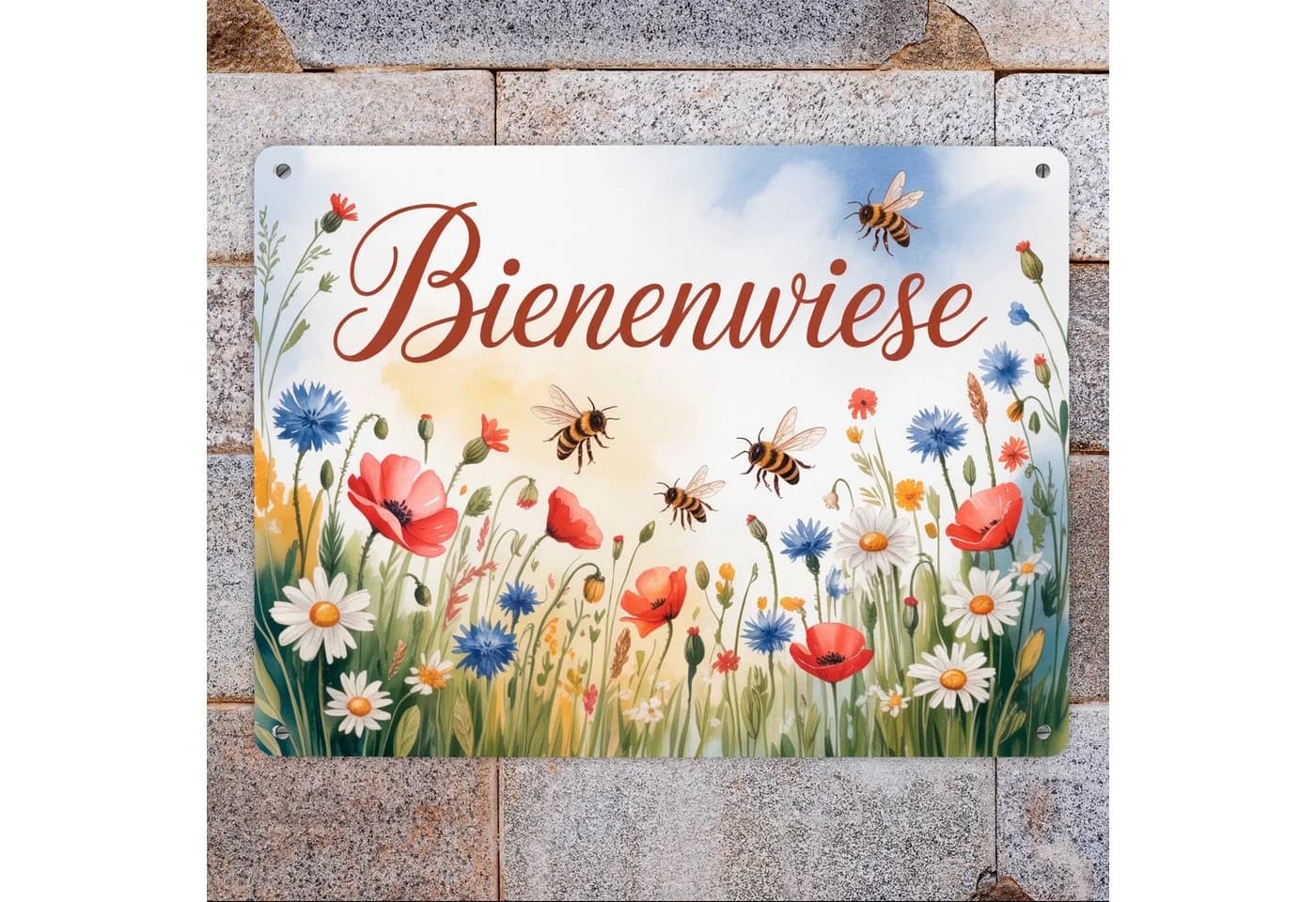 speecheese Metallschild Bienenwiese XXL 28x38 cm Garten Deko