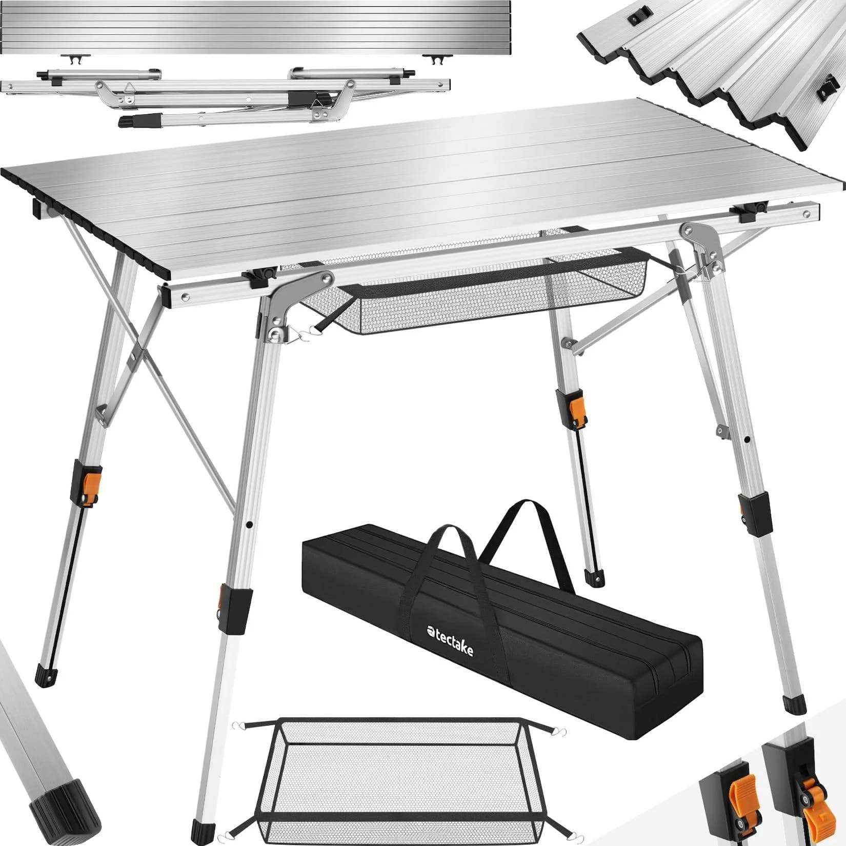 tectake Campingtisch Aluminium Klappbar Silber