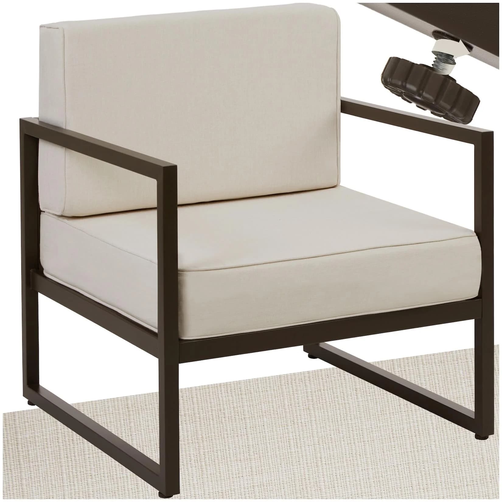 tectake Gartenstuhl Comosa Braun/Beige mit dicken Polstern