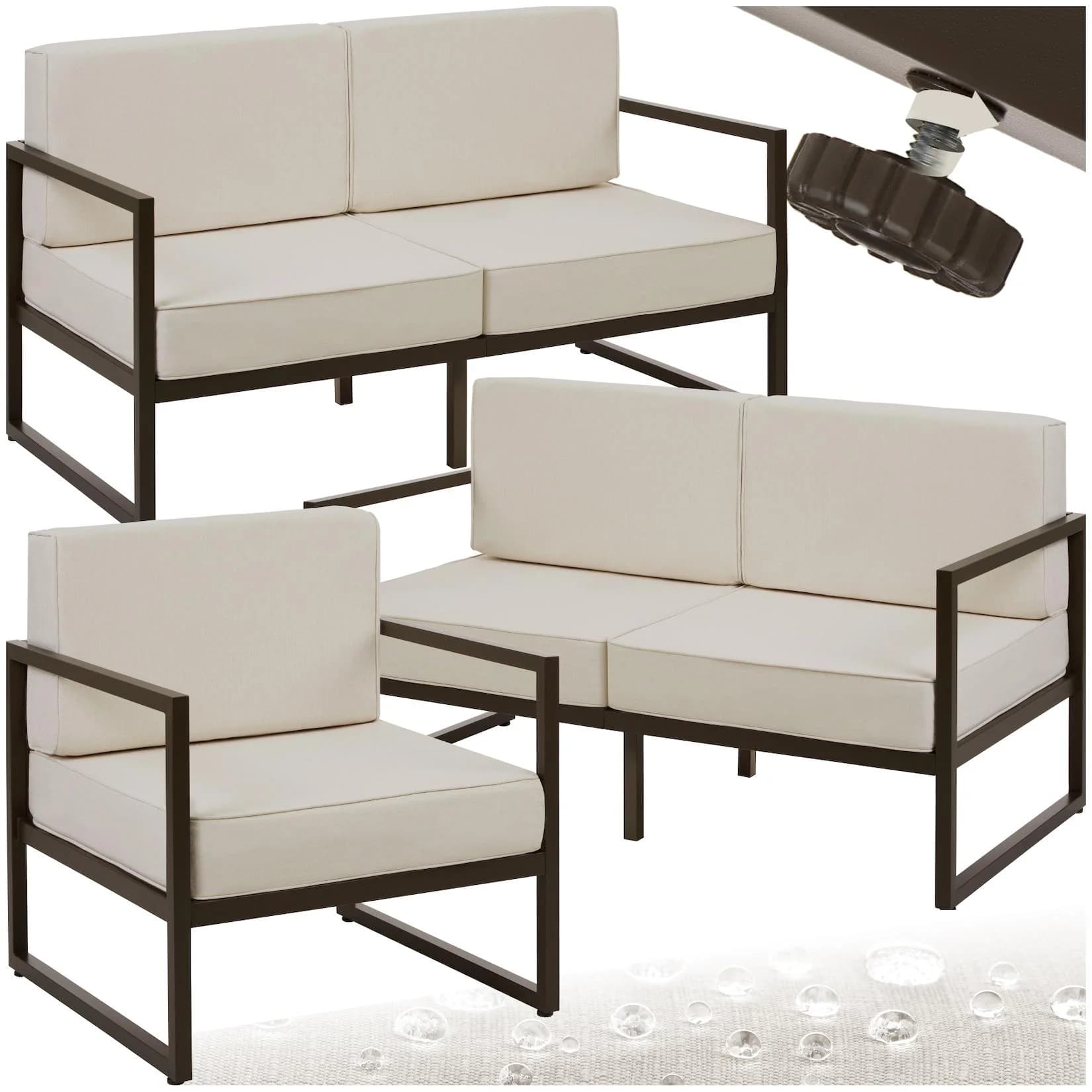 tectake® Garten-Loungeset 5-tlg. mit 14 cm Polstern