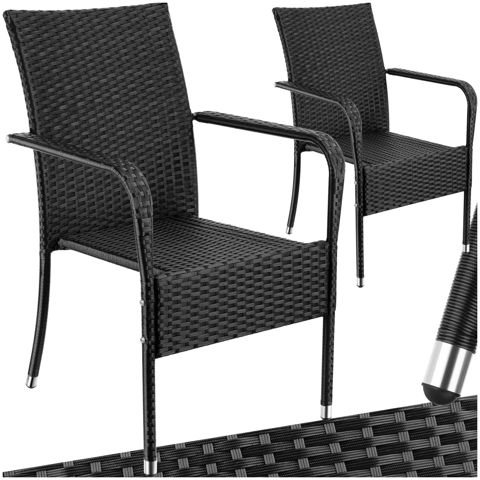 tectake Rattanstuhl Girona Set 2 Stk. Stapelbar Gartenstuhl