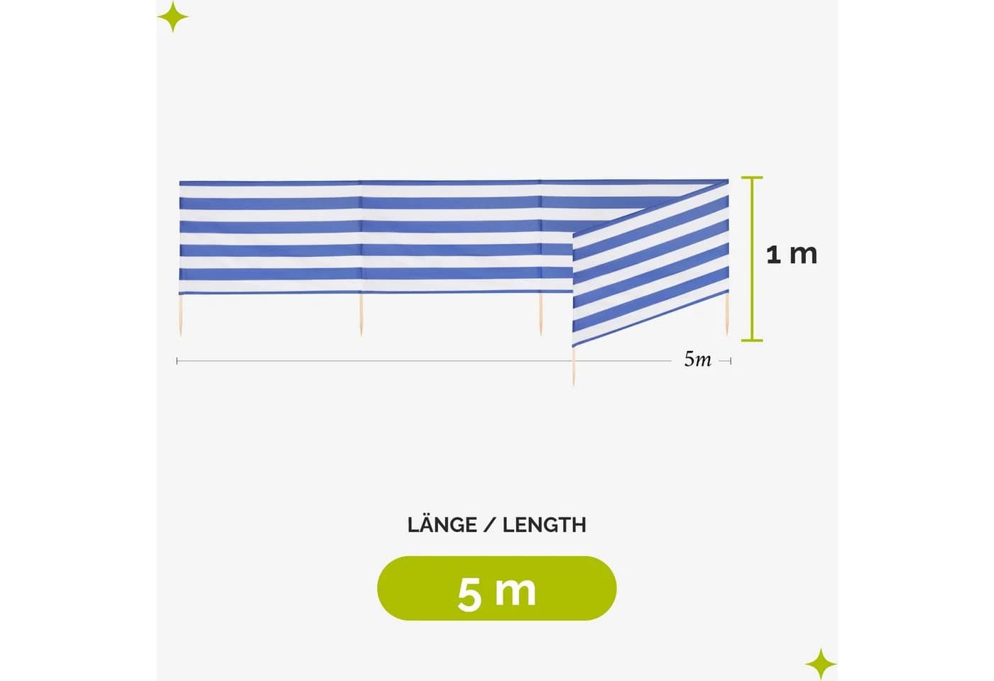 Garronda Strand Windschutz 5m Sichtschutz mit Hammer
