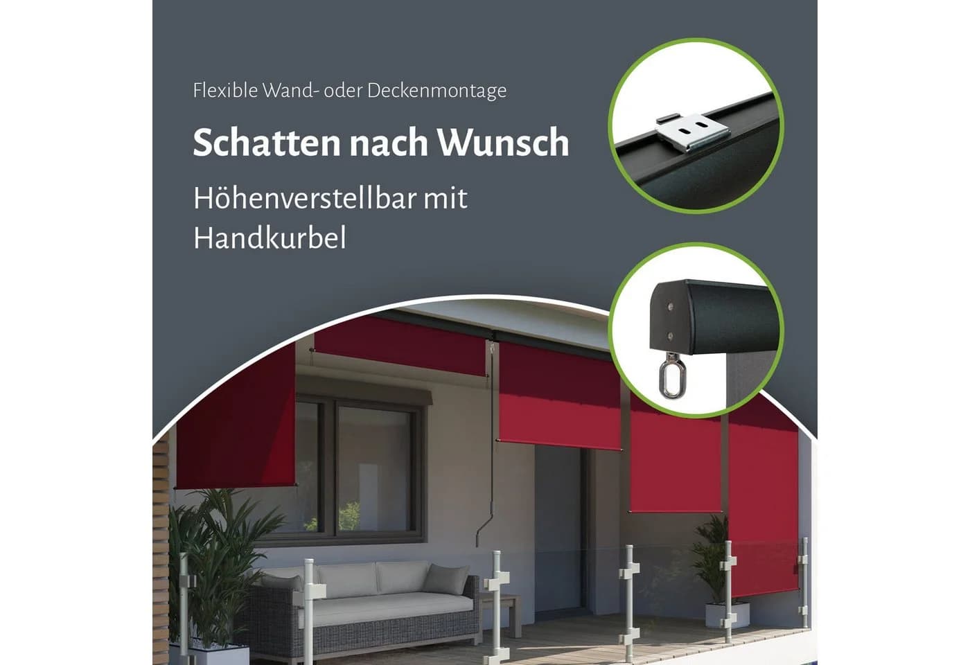 empasa Senkrechtmarkise MASTER Rot Anthrazit UV-beständig