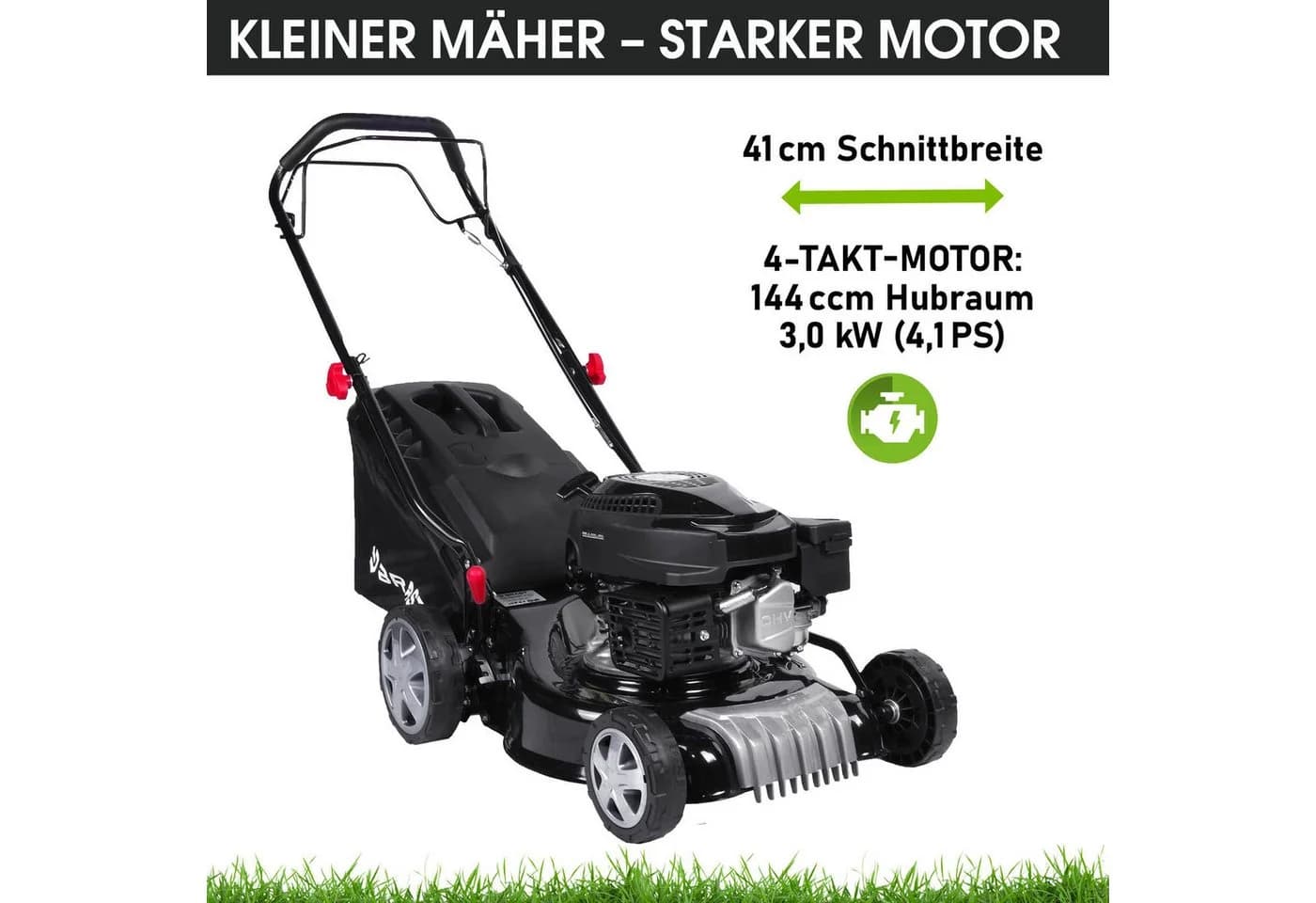 BRAST Benzinrasenmäher 41cm Schnittbreite 3kW Stahlgehäuse