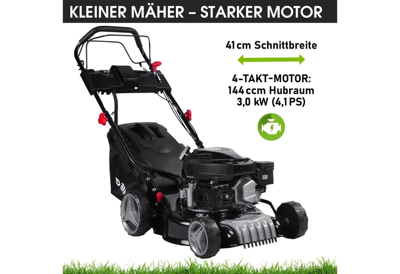 BRAST Benzinrasenmäher 41cm Schnittbreite 4-Takt Motor Elektrostart