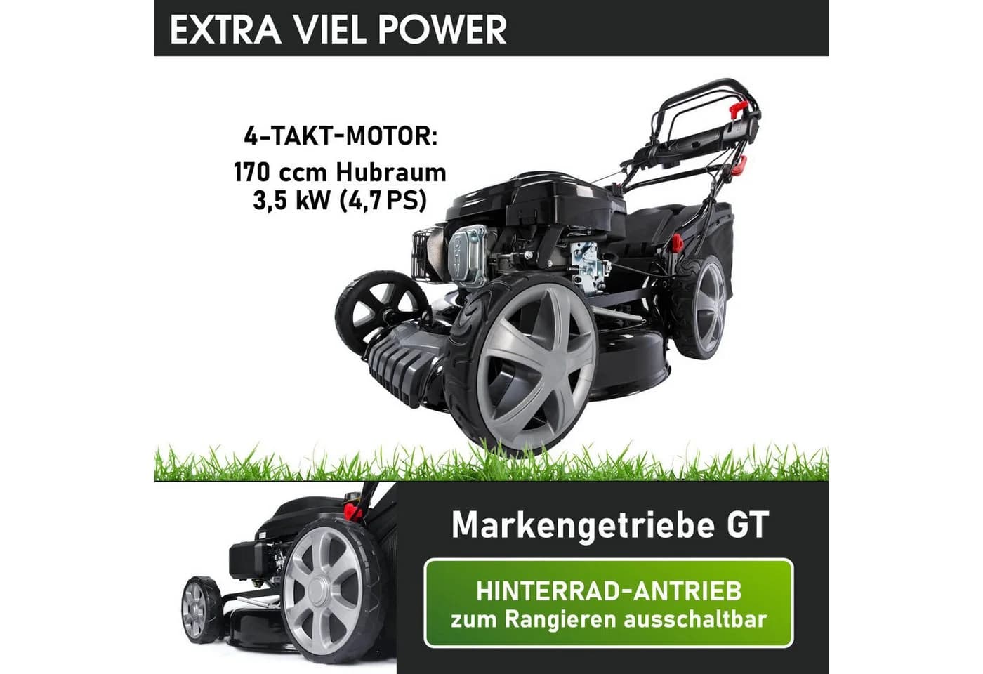 BRAST Benzinrasenmäher 46cm Schnittbreite 3,5kW Motor Stahlgehäuse
