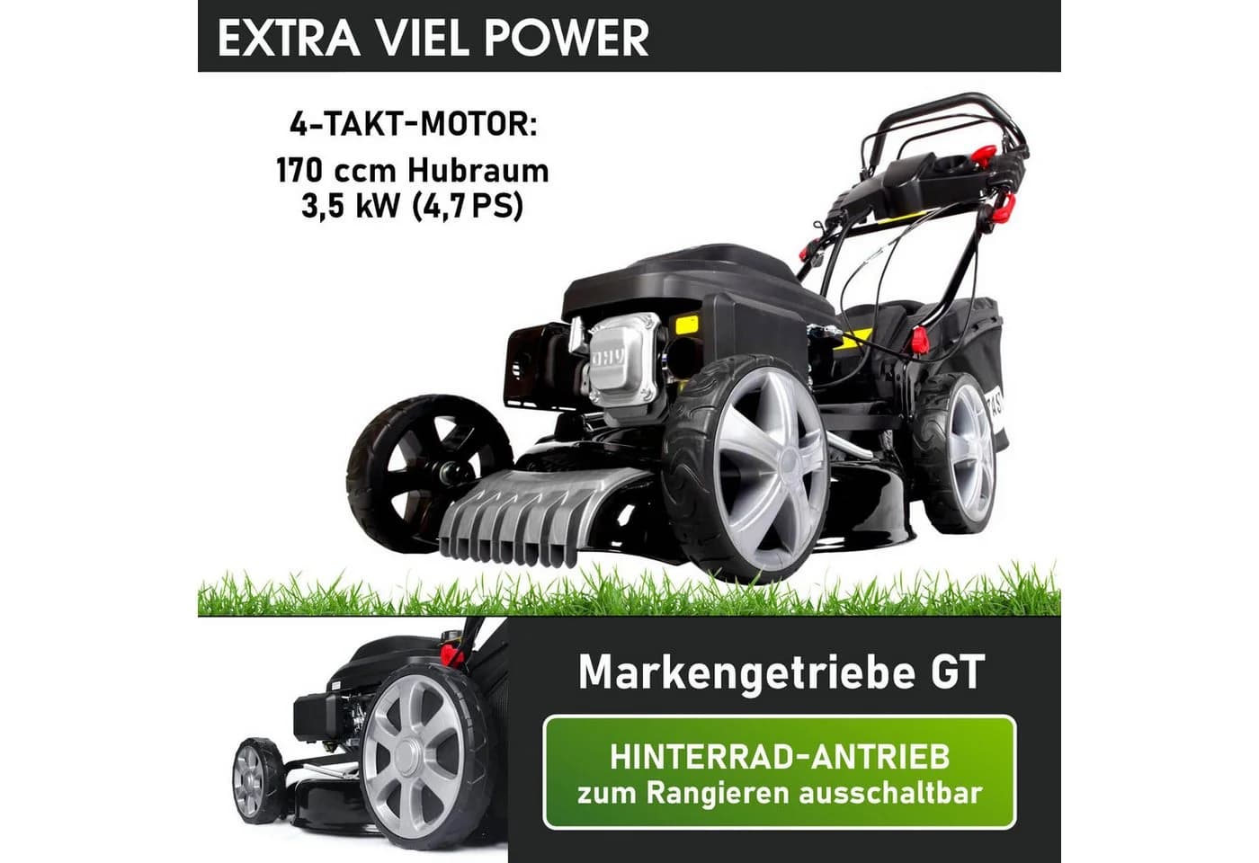BRAST Benzinrasenmäher 3,5kW Elektrostart 46cm Schnittbreite