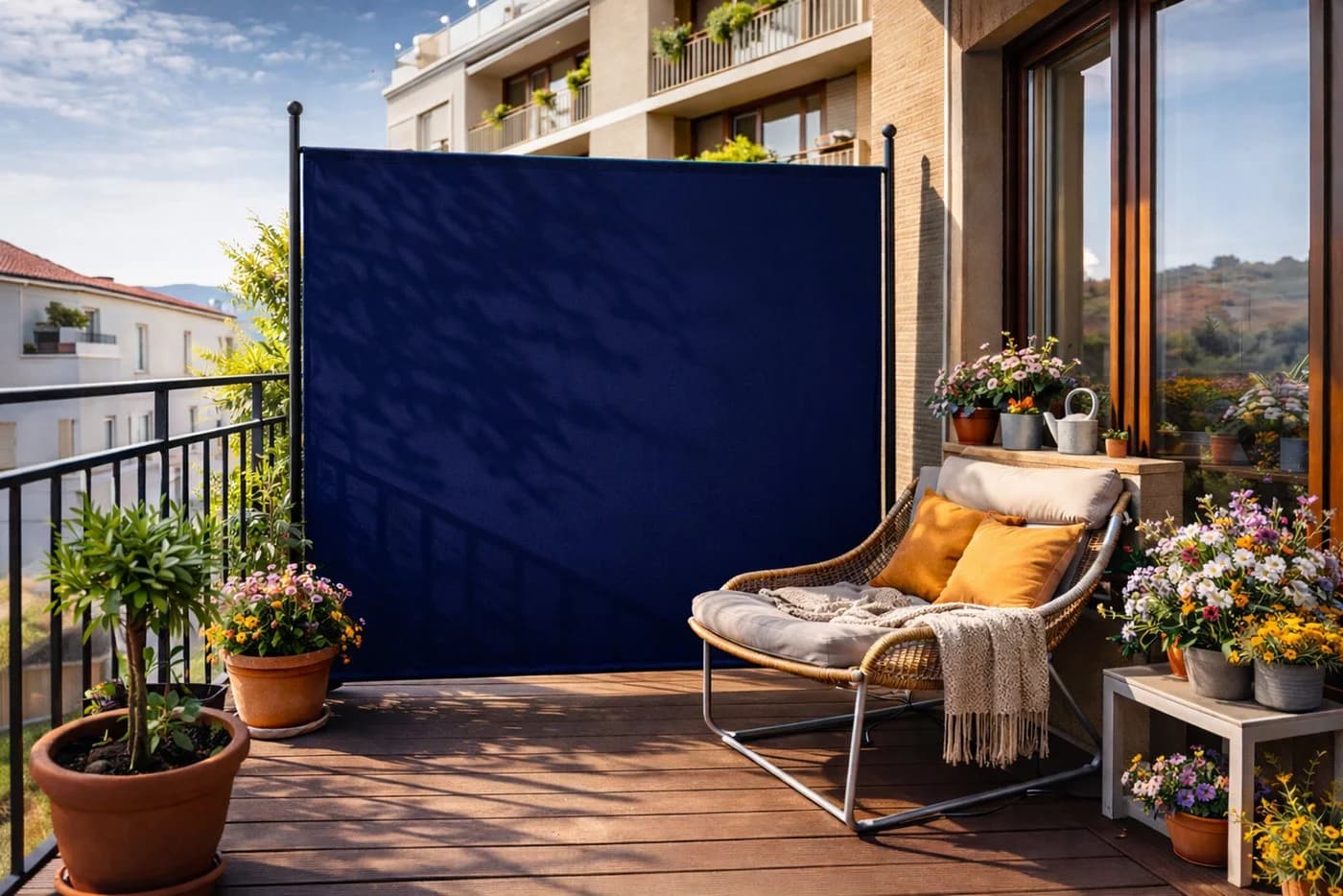 Quick Star Paravent Stellwand Blau Wetterfest