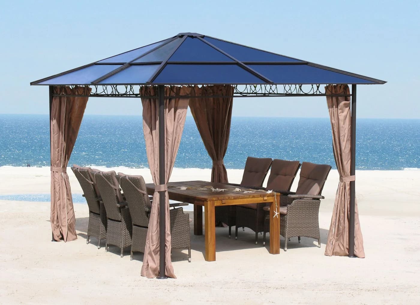 Quick Star Pavillon Seitenwand Set 3x3m, 4 Seitenteile, Beigegrau