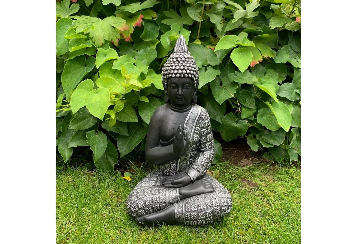 K&L Wall Art Buddha Statue Schwarz Kunststein Feng Shui Deko
