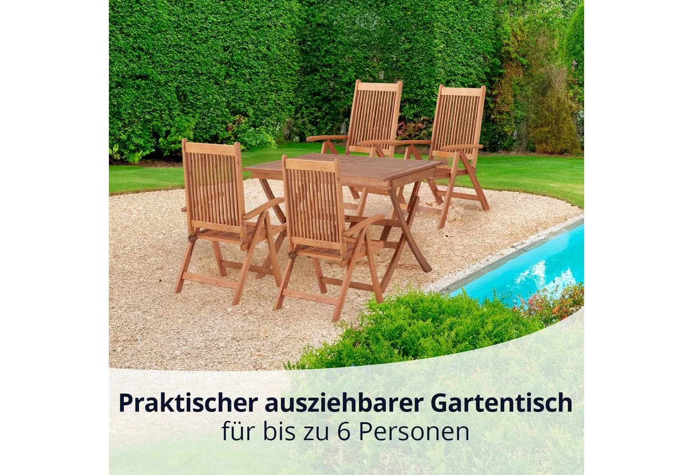 KHG Gartentisch Balkontisch Eukalyptus ausziehbar Braun