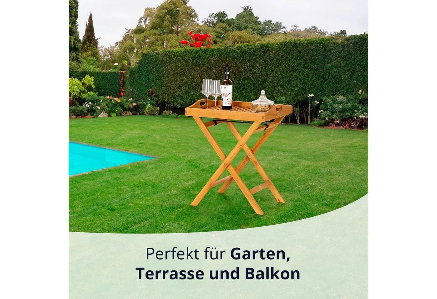 KHG Tabletttisch Serviertablett Braun Klappbar Eukalyptus